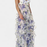 Bonnie Vestido Maxi Cortado con Volantes de Flores