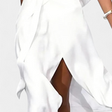 Effie Vestido Midi Blanco con Escote en V Bordado