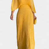 Anita Vestido Midi con Pliegues y Escote en V