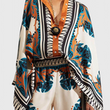 Beatriz Conjunto Floral de Satén al Atardecer