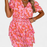 Kimberly Vestido Floral con Volantes con Escote en V