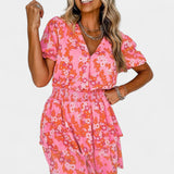Kimberly Vestido Floral con Volantes con Escote en V