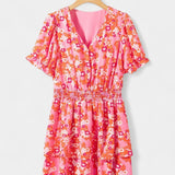 Kimberly Vestido Floral con Volantes con Escote en V