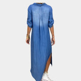 Lea | Vestido largo estilo denim con abertura lateral
